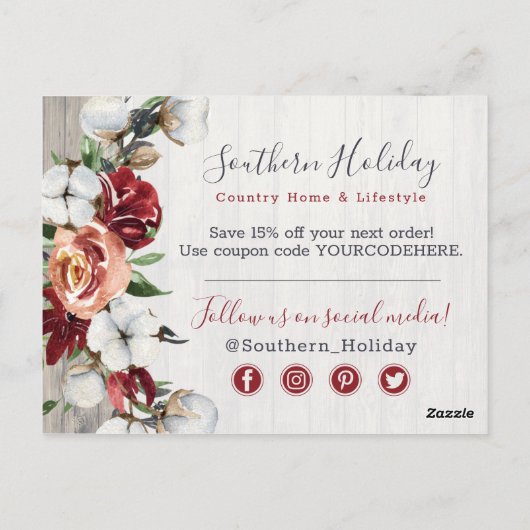 木材と南素朴国綿花ありがとう ポストカード (裏面)