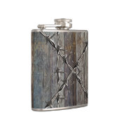 木材と有刺鉄製カウボーイ フラスク (右)