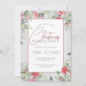 木材と水の色の葉クリスマスディナーパーティー 招待状 (正面)