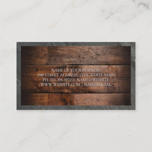 木材と石板縁ど 名刺 (裏面)