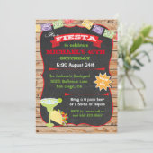 木材と素朴シャルボードメキシカンフィエスタ誕生日 招待状 (スタンド正面)