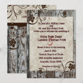 木材と羊皮紙の旋回結婚式招待状 招待状 (正面/裏面)