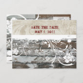 木材と羊皮紙の日付を保存 案内ポストカード (正面/裏面)