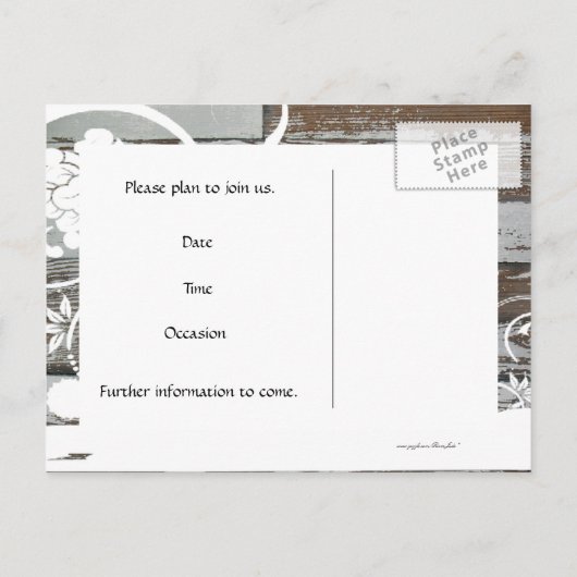 木材と羊皮紙の日付を保存 案内ポストカード (裏面)