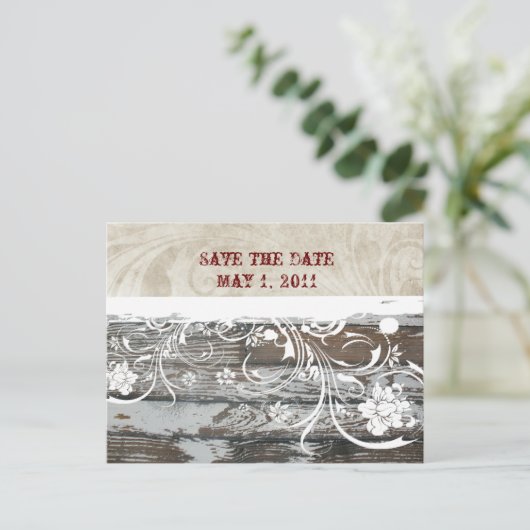 木材と羊皮紙の日付を保存 案内ポストカード (スタンド正面)