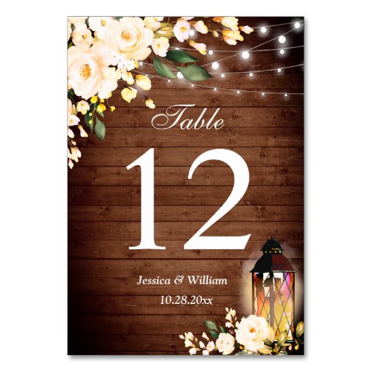 木材と赤面のバラ結婚グリーンリーのテーブル番号 テーブルナンバー (正面)