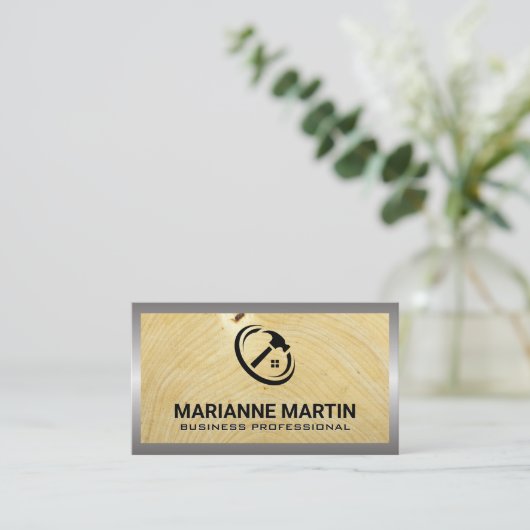 木材と金属 |ホームハンマーロゴ 名刺 (スタンド正面)