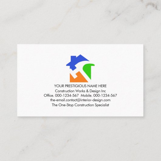 木材にホームシルエットをハンマー 名刺 (裏面)