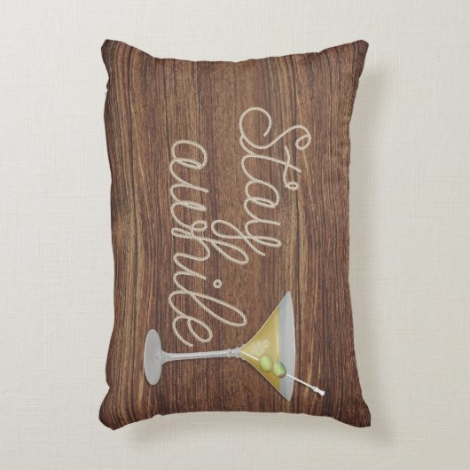 木材にマティーニを付けたロープ アクセントクッション (正面(垂直))