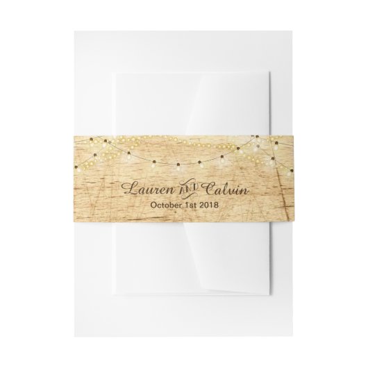木材にライトを付けた国の結婚式のベリーバンド 招待状ベリーバンド (正面例)