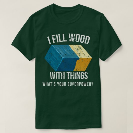 木材に物を詰めるエポキシ樹脂アートデザイン Tシャツ (デザイン正面)