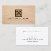 木材に茶色のロゴを描いた手書き師、大工 名刺 (正面/裏面)