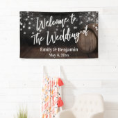 木材のバレル結婚とライトへようこそ 横断幕 (インサイチュ)