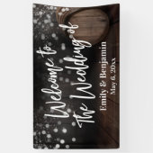 木材のバレル結婚とライトへようこそ 横断幕 (縦)