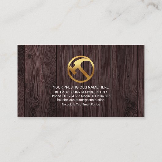 木材のホームホイールバローの修復ツール 名刺 (裏面)