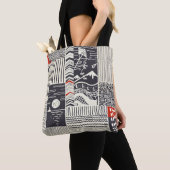 木材の一部を剥いた絵を描緑色、抽象芸術te トートバッグ (クローズアップ)