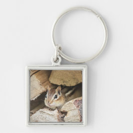 木材の中のチップムンク キーホルダー