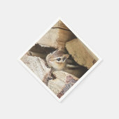 木材の中のチップムンク スタンダードカクテルナプキン (角)