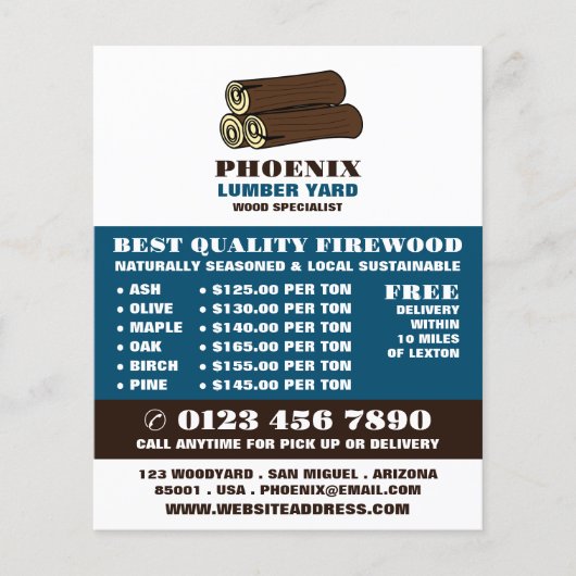 木材の丸太、木材/木材/木材ヤード広告 チラシ (正面)