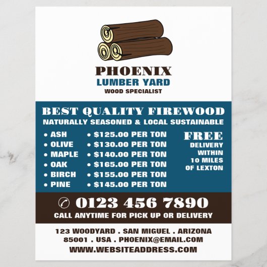 木材の丸太、木材/木材/木材ヤード広告 チラシ (正面)