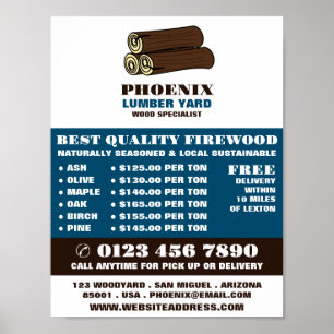 木材の丸太、木材/木材/木材ヤード広告 ポスター