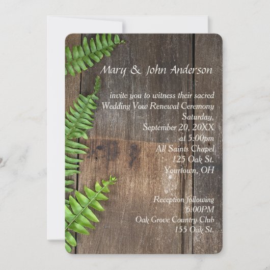 木材の再生シダを誓素朴う 招待状 (正面)