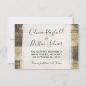 木材の写真素朴を保存結婚すカスタムる セーブザデート (裏面)