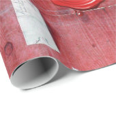 木材の古書入れ、赤ワックスシールモノグラム ラッピングペーパー (ロールコーナー)