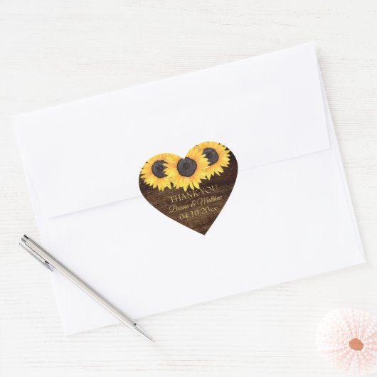 木材の国ひまわり結婚のハートシール ハートシール (封筒)