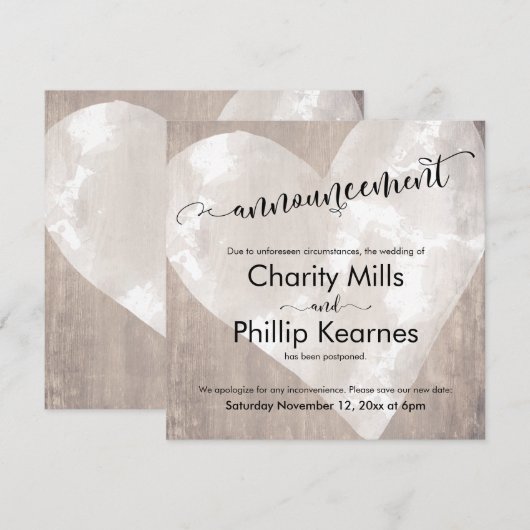 木材の延期結婚ハート (正面/裏面)