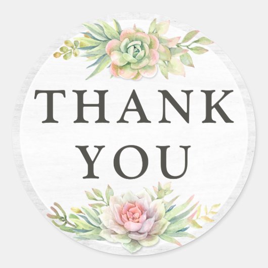 木材の水素朴色の多肉性サボテンに感謝 ラウンドシール (正面)