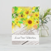 *～*木材の素朴ヴィンテージひまわり 招待状 (スタンド正面)