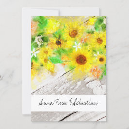 *～*木材の素朴ヴィンテージひまわり 招待状