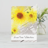 *~*木材の素朴ヴィンテージひまわり 招待状 (スタンド正面)