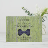 木材の背景あなたは私のグロムスマンになる? 招待状 (スタンド正面)