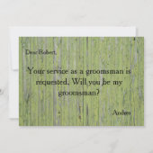 木材の背景あなたは私のグロムスマンになる? 招待状 (裏面)