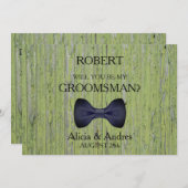 木材の背景あなたは私のグロムスマンになる? 招待状 (正面/裏面)