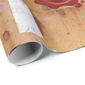 木材の茶色の手紙ホルダー、赤ワックスシールモノグラム ラッピングペーパー (ロールコーナー)