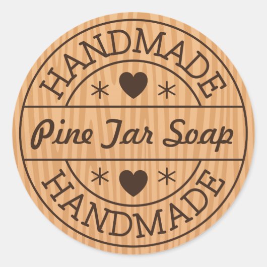木材の製品の名カスタム前に手作りスタンプ ラウンドシール (正面)