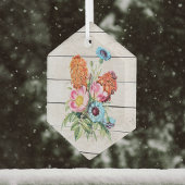 木材の青いピンクとオレンジの素朴花束フェイク ガラスオーナメント