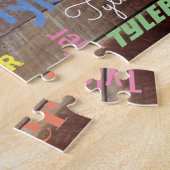 木材のDIYの名前またはメッセージの多くのスタイルと色 ジグソーパズル (側面)