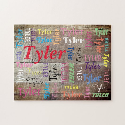 木材のDIYの名前またはメッセージの多くのスタイルと色 ジグソーパズル (横)