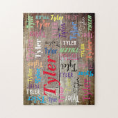 木材のDIYの名前またはメッセージの多くのスタイルと色 ジグソーパズル (縦)