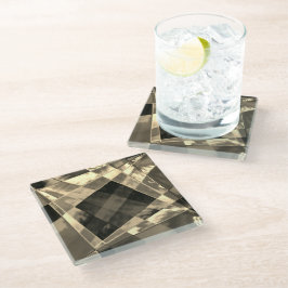 木材やベージュ色のトーンで傾斜した長方形？ ガラスコースター