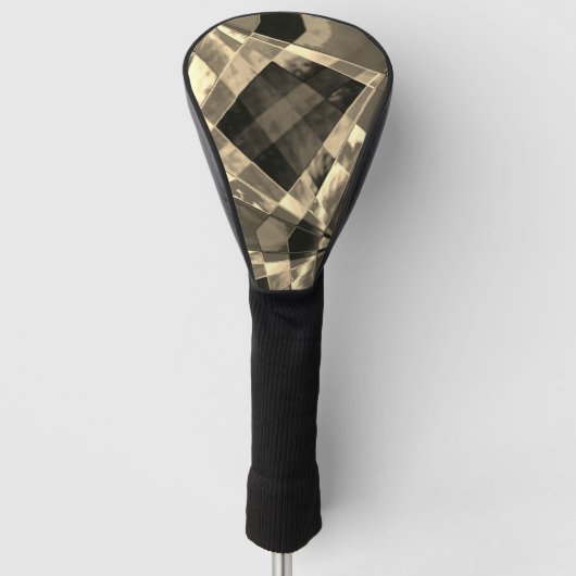 木材やベージュ色のトーンで傾斜した長方形？ ゴルフヘッドカバー (正面)