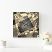 木材やベージュ色のトーンで傾斜した長方形？ スクエア壁時計 (ホーム)