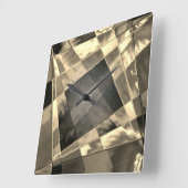 木材やベージュ色のトーンで傾斜した長方形？ スクエア壁時計 (傾斜)