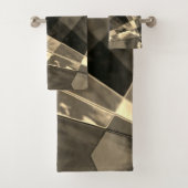 木材やベージュ色のトーンで傾斜した長方形？ バスタオルセット (インサイチュ)