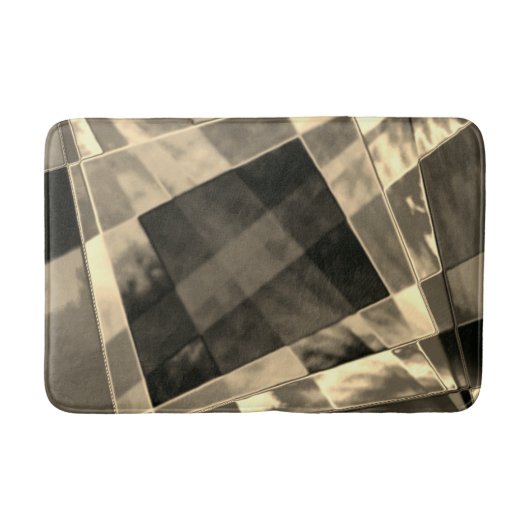 木材やベージュ色のトーンで傾斜した長方形？ バスマット (正面)