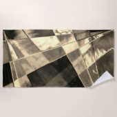 木材やベージュ色のトーンで傾斜した長方形？ ビーチタオル (正面)